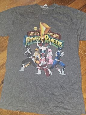 Hanes Gray Mighty Morphin Power Rangers Graphic Tee